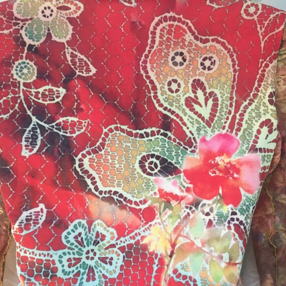 Women's Sz S Shirt Top 90s Lace Crop Reversible Floral Black Bohemian Y2K Fairy - Picture 8 of 16